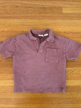 Zara Short-Sleeve Pocket Polo in Mauve